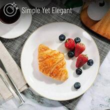 7.5 Inch/10.25 Inch Gold Rim Dinner Plates, Elegant Dessert/Pasta/Pizza/Cake/Salad Plates, Reusable And Easy To Clean, Suitable For Weddings, Birthdays, Valentine's Day, Outdoor Parties And Daily Use - A Choice For Formal And Informal Event Planners, Home Goods, Holiday Supplies, Modern Decor, - Multicolor - View 3