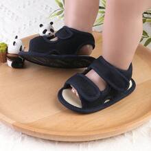 1 Pair Boys & Girls Mesh Hook And Loop Design Infant Toddler Sandals & Slippers Flat Shoes, Spring Autumn Summer - Navy Blue - View 10