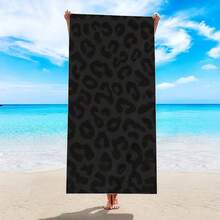 1pc Microfiber Beach Towel - Soft, Lightweight And Portable, Highly Absorbent, Sand-Free, Leopard Print, Suitable For Travel, Picnic - Black - View 4