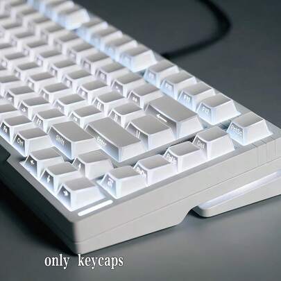 120+ Teclas translúcidas blancas, material PBT+PC, altura Cherry, teclas impresas lateralmente, compatibles con interruptores Cherry/Gateron MX, adecuadas para regalos y uso personal, teclas intercambiables en caliente, teclas personalizadas altamente atractivas, combinación de escritorio