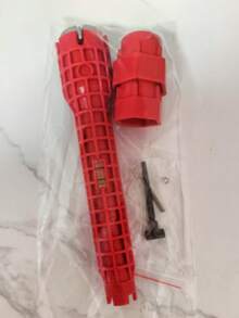 1pc 8-In-1 Multifunctional Kitchen Faucet Sink Wrench, Plumbing Drain Bathtub Nut Remover Tool For Tight Space Installation And Repair - Red - View 8