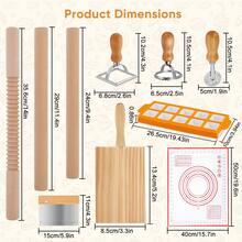 Complete Pasta Making Tool Set, Wooden Gnocchi Board Ravioli Stamp Cutter Kit With Rolling Pins, Dough Scraper, Silicone Baking Mat & Ravioli Mould Tray, Homemade Italian Pasta Dumpling Making Kit For Home Kitchen - View 3