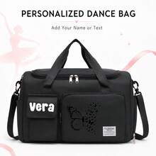 Personalized Travel Organizer Bag, Black Butterfly Print, Large Capacity Independent Shoe Compartment Handheld Crossbody Multifunctional Bag, Dance Class Tote Bag, Suitable For Swimming Class, Fitness, Training, Back To School Season Gift - Multicolor - View 7