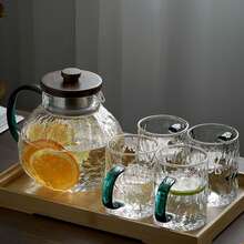 1.7L / 57.5oz Hammered Glass Pitcher With Lid And Handle, Suitable For Iced Tea, Juice, Coffee And Cold Drinks, Refrigerator Juice Beverage Container, Large Handle Design Durable Glass Pitcher, Refrigerator Beverage Storage Pitcher Large Capacity Beverage Container, Suitable For Home, Office, Hotel. Christmas, New Year, Holiday Party Supplies. - Multicolor - View 11