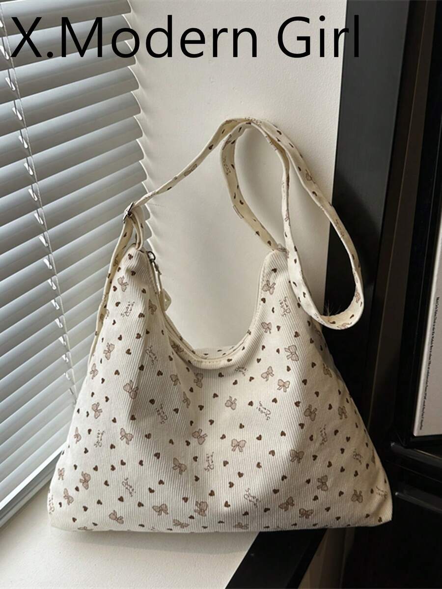 Large Capacity Corduroy Tote Bag For Women 2026 New Fashion Commuter Shoulder Handbag Versatile Niche Design - White - View 1