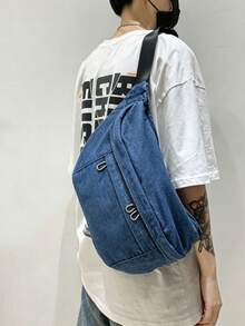 Casual Waist Bag Fanny Pack Unisex Crossbody Bags Chest Bag Large Capacity Shoulder Bag Waist Pack New Belt Bag - Blue - View 2