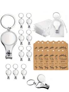 Bulk Nail Clipper Keychain, Multi-Function Nail Clipper Bottle Opener Key Ring, Includes Transparent Bag And Thank You Card Bridal Shower/Baptism Favor Gift Set - Multicolor - View 7