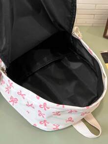 大容量女款後背包，簡約蝴蝶結設計，百搭時尚，小尺寸休閒燈芯絨媽媽包，適合學生 - 彩色 - 查看 9