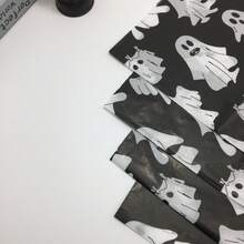 5sheets Gift Wrapping Paper Set-Cute Black Ghost Patterned Wrapping Paper-Filler For Gift Bags, Birthday And Everyday Gift Wrapping, Ideal For Flower Bouquet Wrapping, Wedding Season, DIY Projects, Perfect For Halloween And Valentine's Day - Black Ghost - View 9