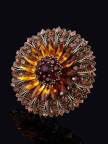 1pc Exaggerated Sunflower Brooch, Luxury Elegant Design Pin Clothing Accessory Corsage - Gold - View 2