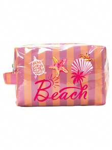 Colorful Striped Beach Makeup Bag, Beach Print, Waterproof PVC Toiletry Bag, Portable Travel Makeup Bag, Multi-Functional Toiletry Bag, Vacation Makeup Bag, Perfect For Swimming, Beach, Diving And Summer Vacation, Suitable For Friends, Family, Best Friends, Classmates. Perfect For Birthday, Holiday, Party, Mother's Day, Teacher's Day Gifts And Souvenirs.,Back To School - Multicolor - View 13