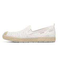 Skechers Sepatu loafer slip-on berenda yang bernapas, busa memori yang lembut dan elastis, sepatu slip-on wanita untuk berjalan-jalan santai, ringan, dan datar. - Putih - View 6