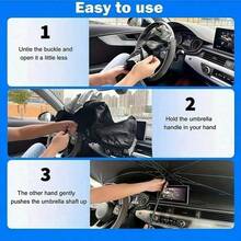 Foldable Umbrella-Style Car Front Windshield Sun Shade With Silver And Titanium Silver Coating, UV Protection, Heat Insulation, One-Click Open/Close, Portable Storage, Universal For Sedan And SUV, Summer Interior Sun Protection Modification Accessory - Multiple Styles - View 6