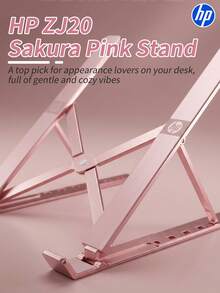 HP---Portable Foldable Laptop Stand, Adjustable Ergonomic Laptop Riser With Hollow Heat Dissipation Design, Non-Slip Stable Laptop Stand, Compatible With Most Laptops, Computer Stand. Pink - View 2