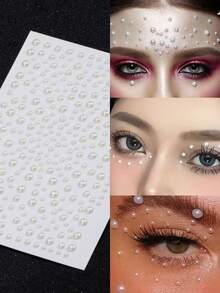 1 Set de Joyería Corporal y Facial Estilo Pegatina para Cejas, Labios y Frente Sin Perforación - Multicolor - Ver 7