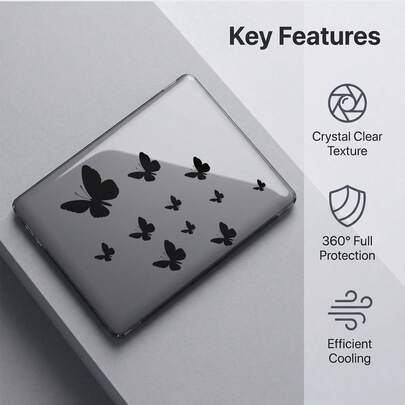 2件裝水晶煙燻透明全包覆保護硬殼，適用於MacBook/Matebook，防刮耐衝擊PC保護殼，附散熱孔，相容13 Neo/13.3 Air/13.3 Pro/13.6 Air/14.2 Pro/15 Air/16.2 Pro/D16/14 Ultra