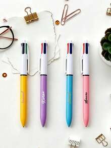 Custom Personalized Multipurpose Pen,, 4-In-1 Multicolor Pen, Cartoon Multicolor Neutral Pen, Simple Portable Multifunctional Writing Pen, Cute Retractable Nurse Pen, Colorful Stationery Pen For Students And Office - Multicolor - View 5