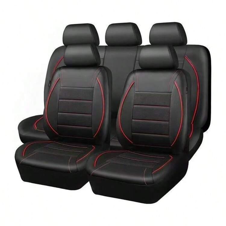 9pcs/4pcs Universal Reflective Rolled Edge Leather Car Seat Covers, Compatible With Airbags, Built-In Zipper Design With Pre-Cut Openings, Suitable For SUV And Truck - Seat Covers - View 22