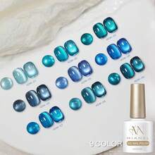 MIANEL GEL 10ml Sapphire Series Cat Eye Gel Nail Polish, Sparkling Blue Glass Bead Cat Eye Gel Nail Polish, Salon Professional Use, Summer Blue Nail Art Supplies - Multicolor - View 2