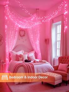 6M Starry String Lights Indoor, USB Powered, 8 Modes, 96LED Butterfly String Lights 3.5M, Outdoor Waterproof Transparent Wire Fairy Lights, Flashing String Lights, Suitable For Living Room, Christmas Tree, Bedroom, Wedding Decoration, Christmas Decoration - Pink - View 11