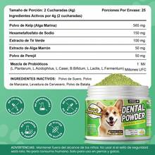 MEGNETA Polvo para el cuidado dental de perros y gatos | Mezcla de hierbas naturales y probióticos | Dientes limpios, aliento fresco | Dientes y encías saludables | Fácil de usar | Sabor a menta - Paquete de 1-Dos Botellas - Ver 3