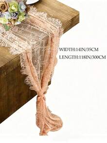 1件 14*118英吋蕾絲桌旗，刺繡波希米亞風婚禮桌旗，復古鄉村蕾絲布料桌旗，適用於婚禮派對新娘婚前派對裝飾（香檳色） - 膚色 - 查看 4