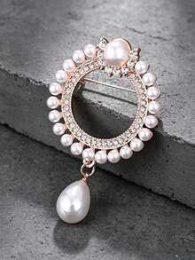 1pc Exquisite Round Ring Pendant Brooch, High-End Creative Minimalist Anti-Exposure Fixing Pin, Versatile Accessory Corsage - White - View 2