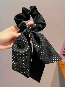 2/1/1pc/Set Vintage Polka Dot Ribbon Scrunchie, Drape Fabric Lightweight And Non-Pressing, Retro Fashion Hair Accessory - Suitable For Women And Girls, Perfect For Daily, Dating, School, Vacation And More - Multicolor - View 4