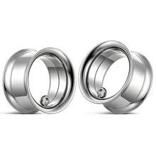 2PCS DIY Dangle Ear Tunnels Stainless Steel Ear Plugs With Loop For Fixed Hanging Earrings Stretcher Piercing Jewelry - Round - View 28