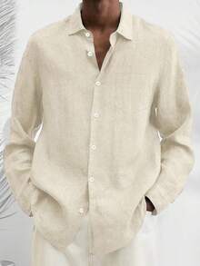 3pcs Set Casual Basic Men's Button-Up Long Sleeve Shirts - Multicolor - View 5