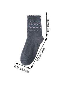 4 Pairs/2 Pairs/1 Pair Korean Sweet Cute Style Mid-Calf Socks With Ruffle Trim, Unisex Autumn/Winter Fair Isle Pattern, Versatile For Women's Home, Daily Wear, Layering With Boots - Multicolor - View 5