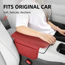1pc PU Leather Embossed Extended Car Center Console Protector Pad, Car Armrest Cushion, Dual Storage Pockets/No Storage Pockets Optional, Wear-Resistant Anti-Slip All-Season Universal, Easy Installation, 34cmx21cm, Car Interior Accessories - Multicolor - View 8
