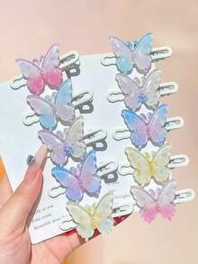 10/5pcs/Set Iridescent Transparent Hair Clips, Butterfly & Flower Designs, Clear Sweet Cute Hair Accessories - Suitable For Girls And Teenagers, Perfect For Daily Wear, School, Vacation, Commuting, Spring Outings, Photography And More - Multicolor - View 4