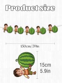 Custom Children's Tropical Fruit Face Banner, 1st Birthday Hanging Flag, Summer Yard Decoration Garland, Baby Shower Party Decor, Tutti Frutti Party Favors, Children's Milestone - Multicolor - View 3