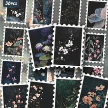 36PCS Retro Dark Floral Stickers, Vintage Moody Rainy Pond & Atmospheric Aesthetic Cutout Sticker Set For Journals, Scrapbook, Planner & Creative Collage - Stamp - View 9