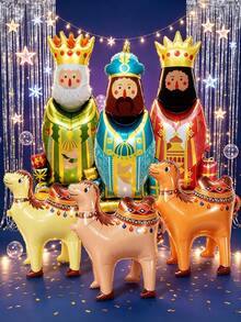 6pcs Set Oversized 3D Camel Balloons, Suitable For Epiphany, Three Kings Day, Christmas, Nativity Party, Family Gathering, Supermarket Store, Classroom Decoration And Photo Props Halloween - King + Camel - View 5