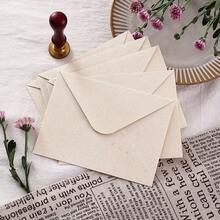10pcs/Set (5 Envelopes + 5 Seal Stickers) Minimalist Beige Large/Small Premium Textured Linen Pattern Envelope And Seal Sticker Set, Handwritten Love Letter, Thank You Card, Greeting Card Envelope Set - 10Pcs - View 4