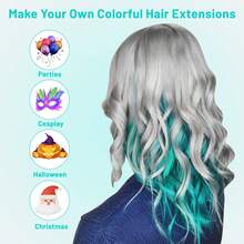 12/16 Pcs Ekstensi Rambut Berwarna Keriting Bergelombang Jepit Rambut Sintetis, Rambut Sorotan Warna untuk Pesta, Rambut Bergaris untuk Wanita, Anak Perempuan, Dewasa, Hadiah Cosplay - MultiWarna - View 4