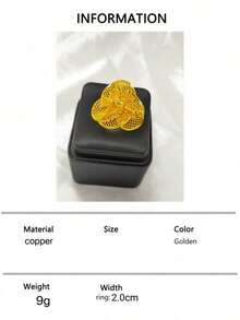 1 Peça Anel Aberto de Flor Banhado a Ouro de Cobre para Mulheres, Anel de Dedo Indicador, Adequado para EUA, Reino Unido, França, Oriente Médio, Dubai, África, Arábia Saudita, Acessório de Vestido de Casamento Nupcial, Dia das Mães, Dia dos Namorados, Temporada de Casamento, Aniversário, Presente de Feriado, Uso Diário - Ouro amarelo - Visão 5