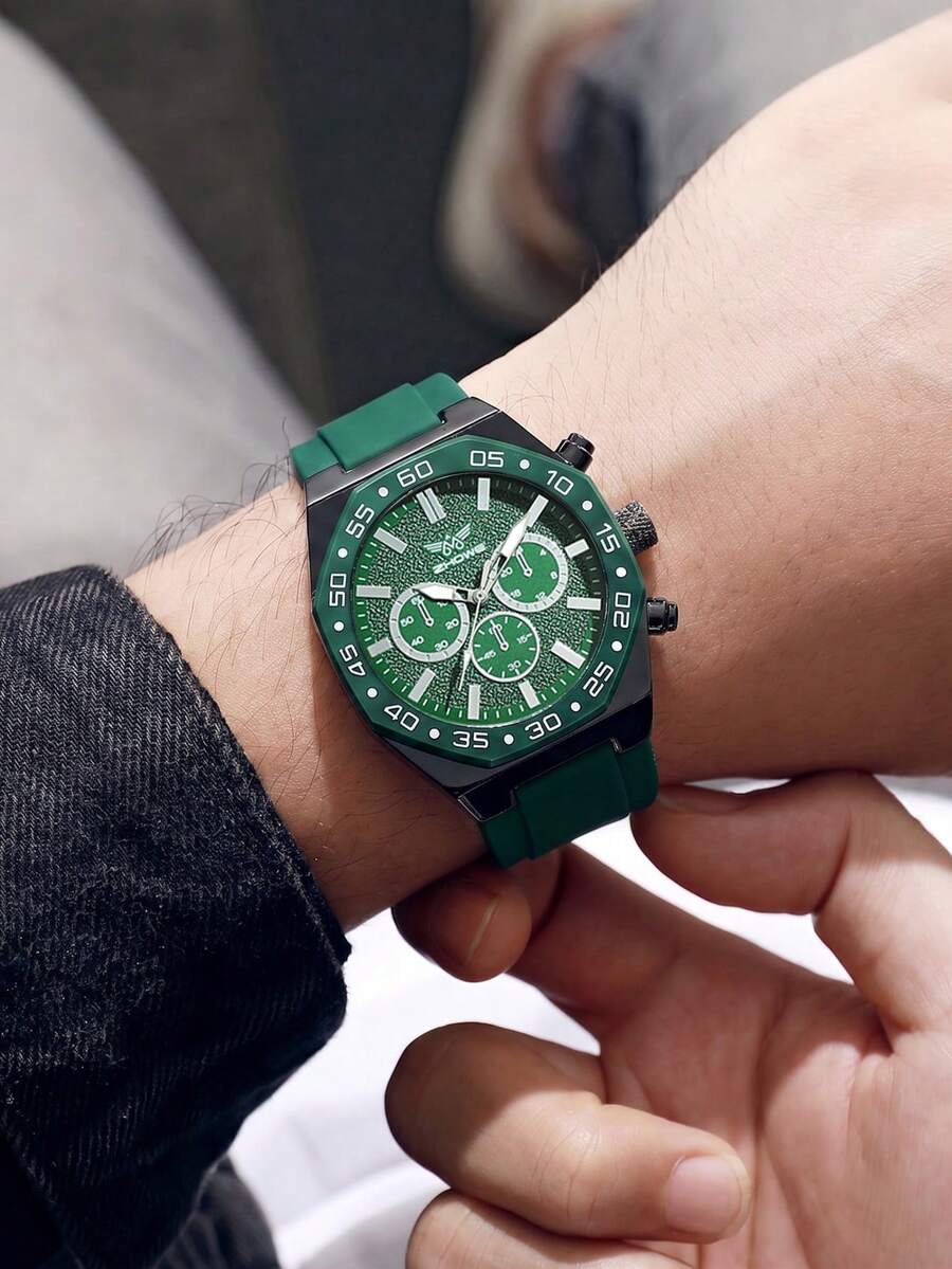 SOKI SOKI Men's Watch Innovative Design Sports Casual Fashion Adjustable Strap Mixed Scale Round Dial Suitable For Daily Wear Back To School Season Timekeeping Birthday Gift Also An Ideal Choice For Friends (Watch Box Not Included)