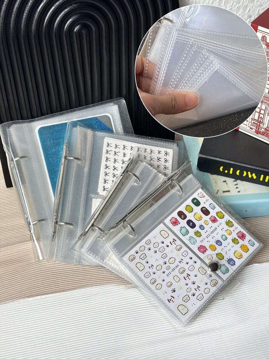 100/50 Slots Large Capacity Nail Art Sticker Storage Album, Nail Art Decal Steel Plate Organizer Display Book, DIY Nail Design Sticker Storage Collection Album With 25 Inner Pages (Stickers Not Included), Gift For Female Friends, Mom, Wife - Multicolor - View 1