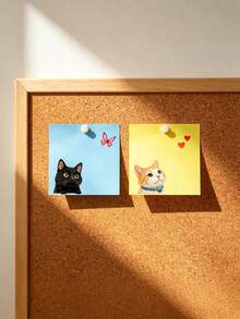 100pcs Macaron Color Cat Sticky Notes, Vibrant Index Memo Pads, Soft And Cute Style. Easy To Use, Efficient For Note-Taking And Organization, Perfect For Students, Office And Home, Office Memo, Back To School Gift, Teacher Gift School Supplies - 7*7cm - View 4