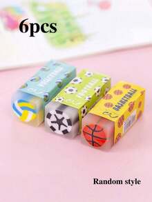 6pcs Sports Erasers, Basketball, Soccer And Volleyball Shaped, Suitable As Sports-Themed Birthday Party Or Back To School Gifts, First Day Of School - Multicolor - View 10