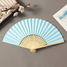 1pc Wedding Party Paper Fan, Bride Handheld Folding Fan, Bamboo Handheld Folding Fan, DIY Hand-Painted, Suitable For Bridal Shower, Bridesmaid Gift, Party Decoration - Pink - View 5