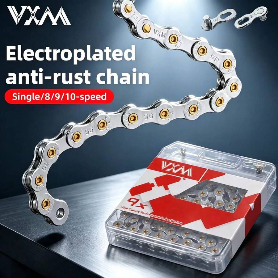 VXM 自行車鏈條 高強度鍍金銷釘 8/9/10/11 速山地單車替換鏈條 強化銷釘防鏽自行車鏈 - 彩色 - 查看 1