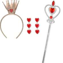 5pcs Queen Style Costume Accessory Set, Includes 1 Shiny Crown, 1 Heart Crown Necklace, Heart Earrings, Queen Wand And Poker Leggings, 1920s Ball Costume Props, Suitable For Cosplay And Costume Party, Applicable For Carnival, Stage Performance, Photography, Valentine's Day Gift, Christmas Gift, Etc. - Multicolor - View 9