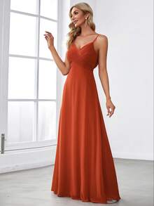 Đầm phù dâu màu cam quýt thanh lịch, dây mảnh, lưng hở, chất liệu chiffon, thích hợp cho tiệc cưới, các dịp bán trang trọng vào mùa xuân và mùa hè, đầm dự tiệc cưới, đầm ôm sát dự tiệc sinh nhật. - Màu Cam cháy - Xem 6