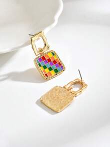1 Pair Fashion Minimalist Palette Geometric Shape Women's Earrings Suitable For Vacation And Daily Wear - Multicolor - View 5