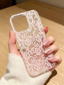 1件 粉色蕾絲氣墊手機殼 全包覆 TPU 適用於 iPhone 17/17Pro/17ProMax/16/16Pro/16ProMax/15/15Pro/15ProMax/14/13/12/11 - 粉色 - 查看 3