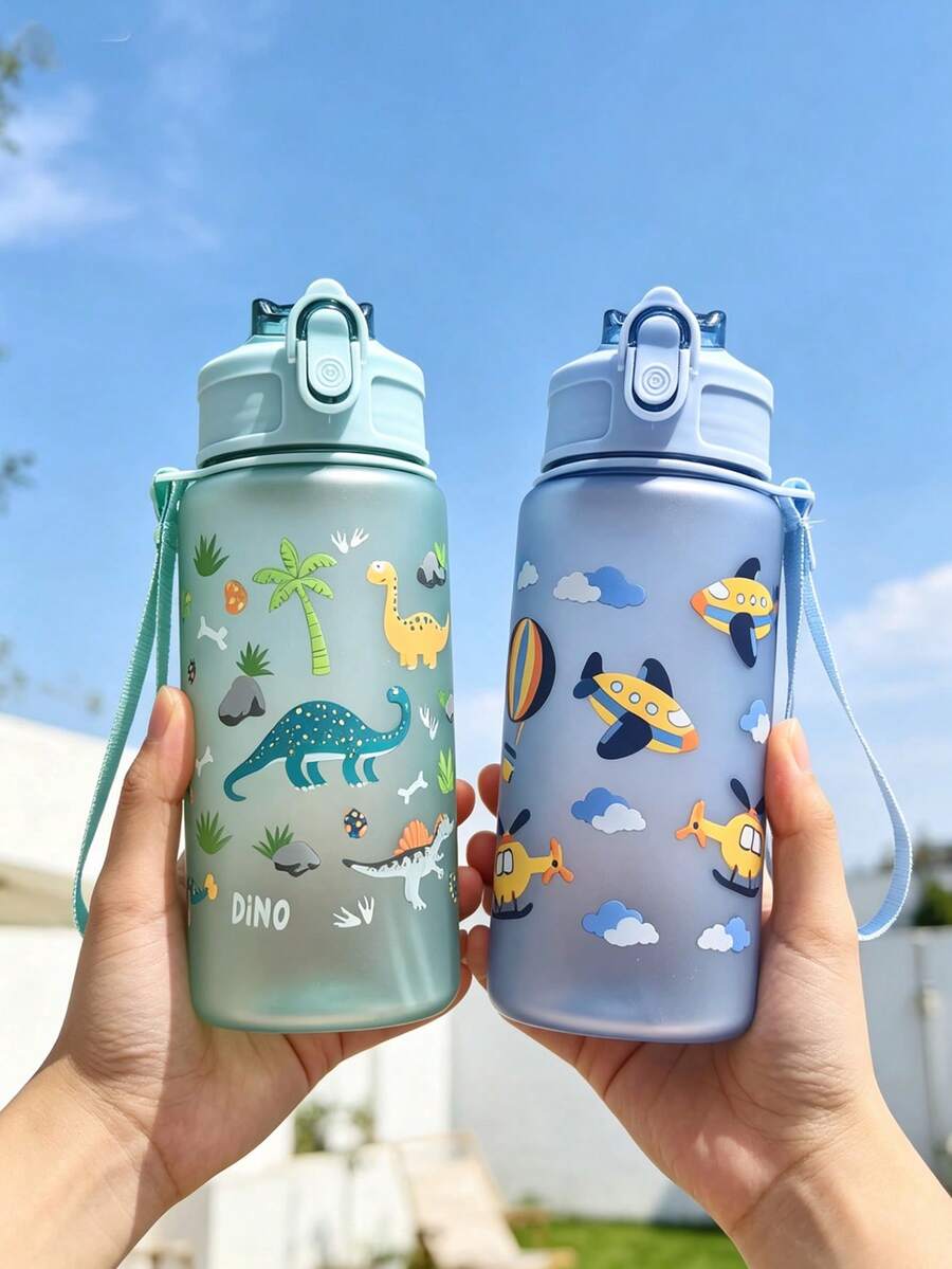 1 buah Gelas Sedotan Anti Bocor Kartun Lucu Matte 500ml untuk Anak-anak, Botol Minum Musim Panas untuk Kembali ke Sekolah Taman Kanak-kanak, Gelas Minum Anti Bocor Portabel untuk Belajar - MultiWarna - View 1